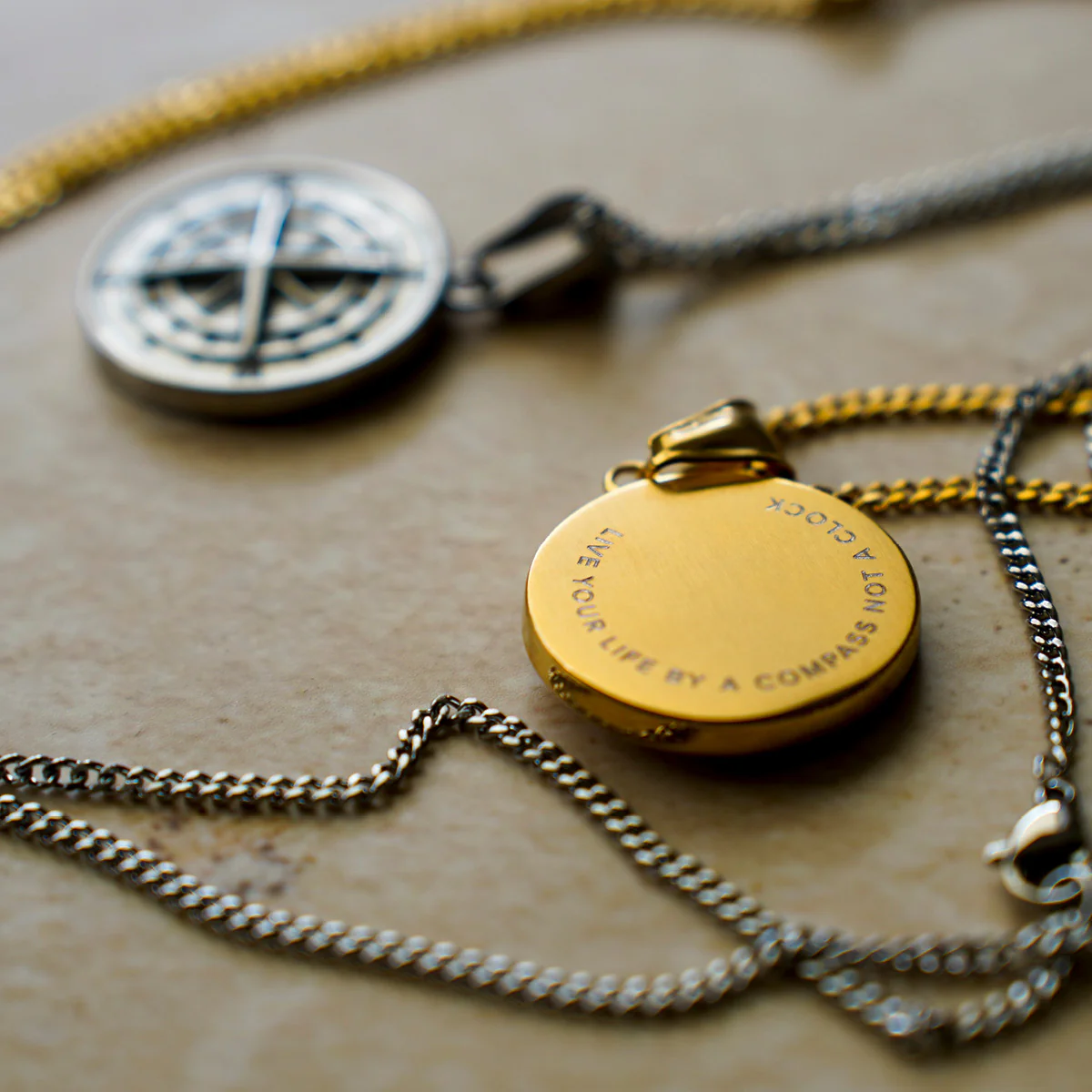 Black Engravd Compass Necklace - Image 6