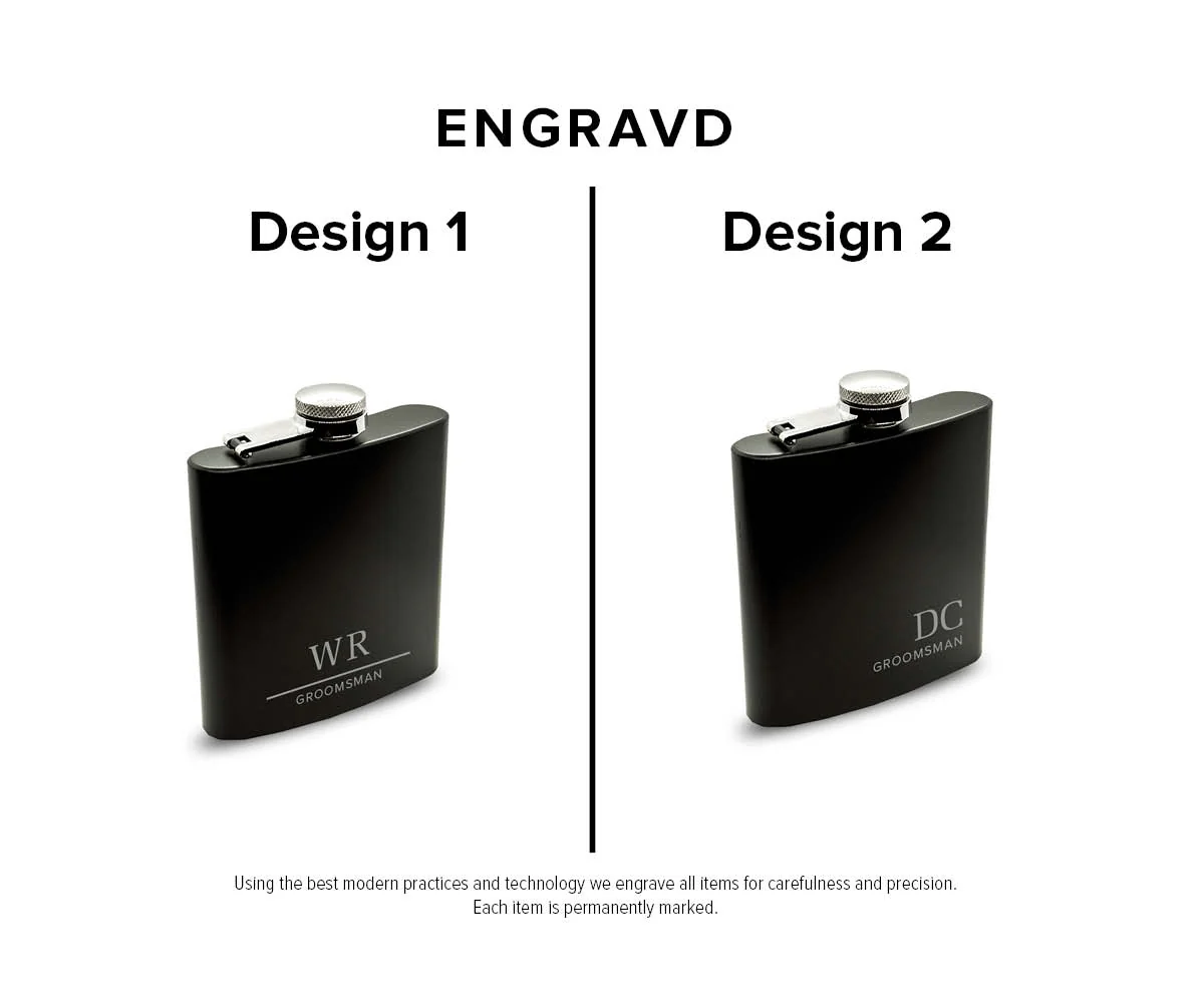 Engravd Matte Black Hip Flask - Personalised Initials and Title - Image 3