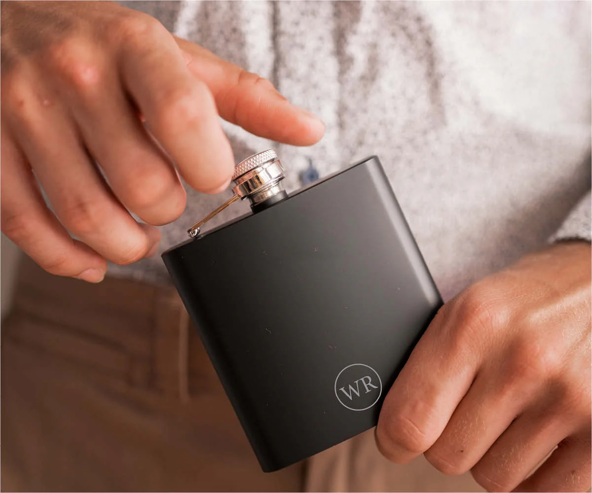 Engravd Matte Black Hip Flask - Personalised Initials and Title - Image 4