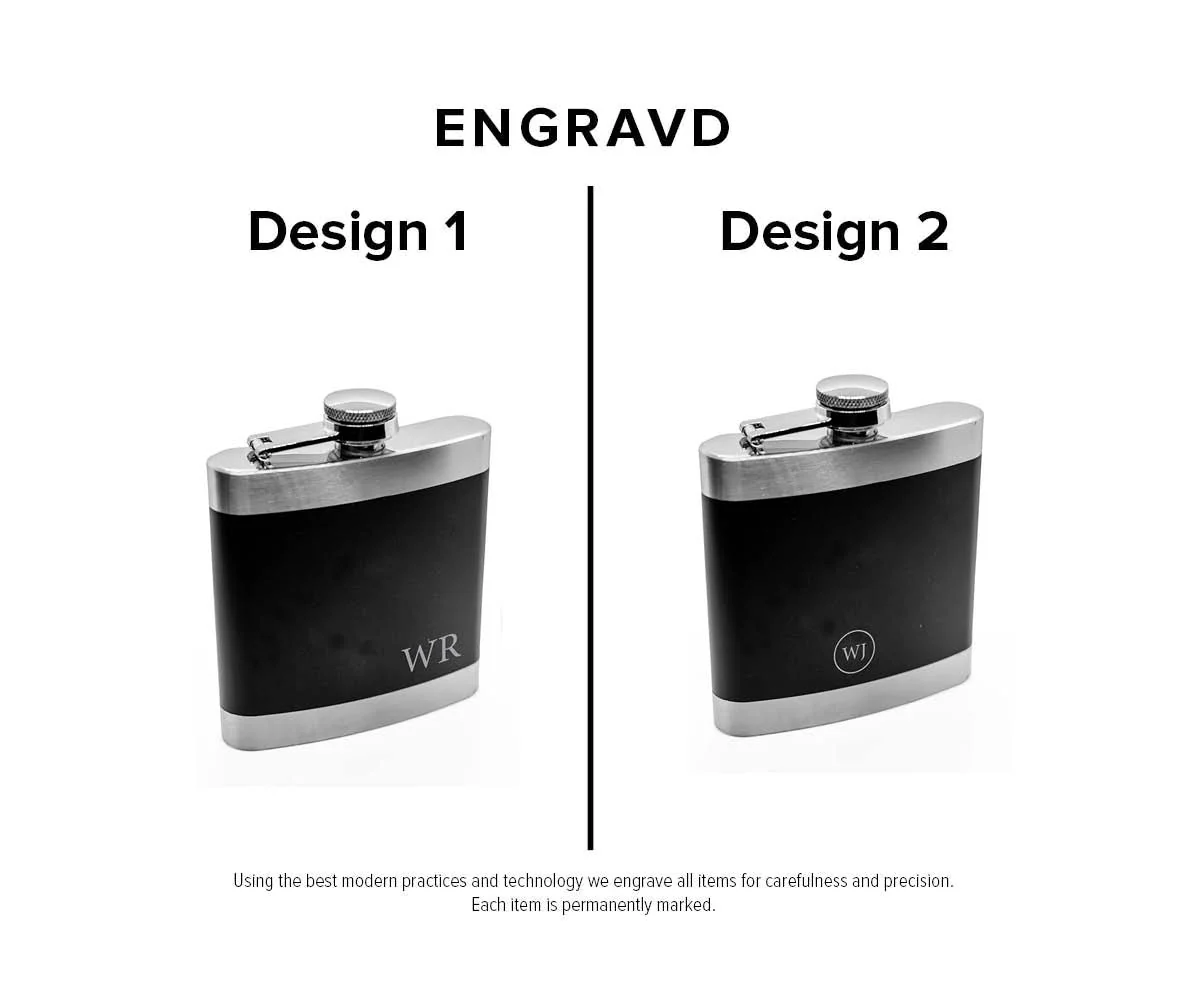 Engravd Matte Black Premium Hip Flask - Personalised Initials - Image 3