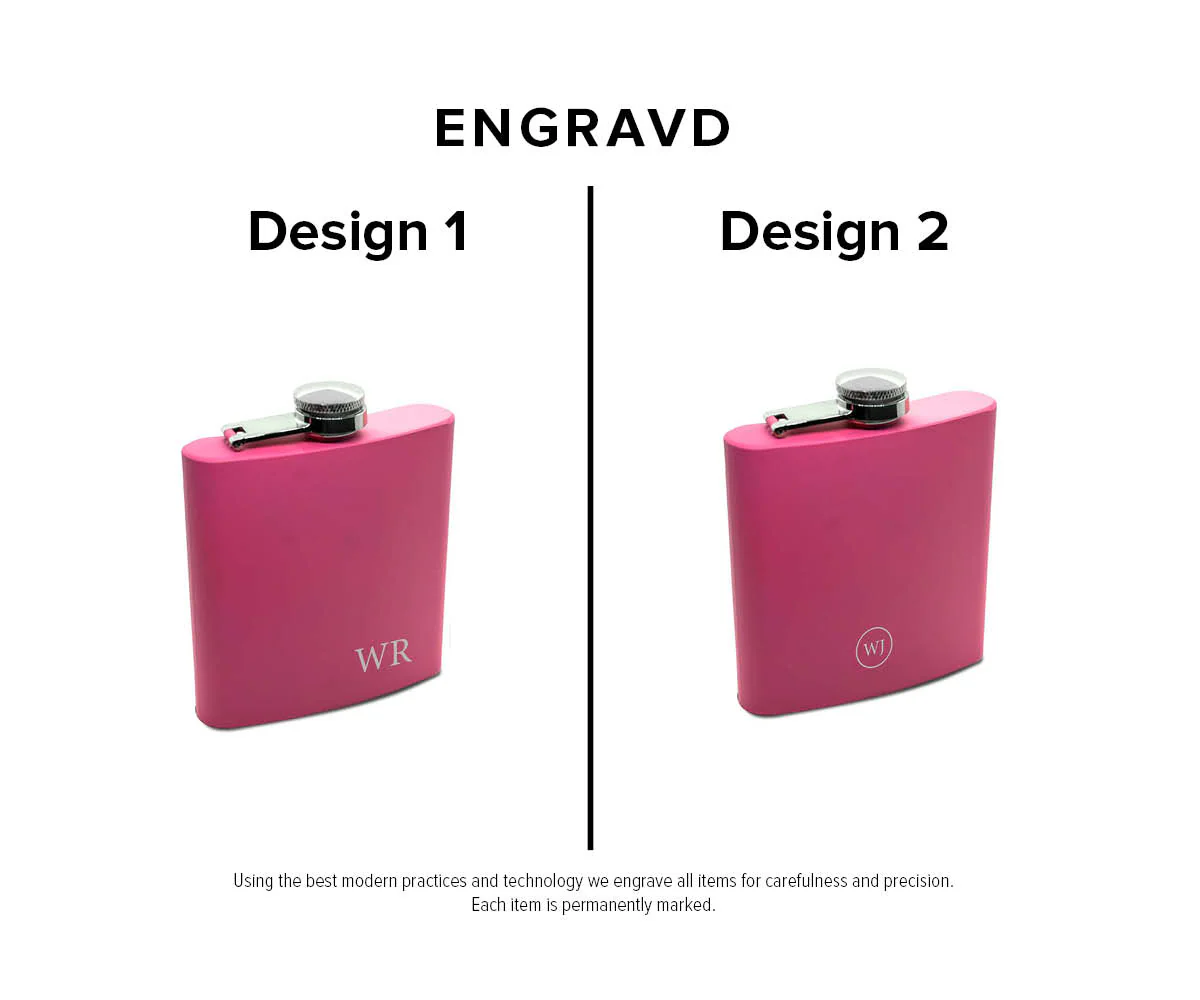 Engravd Pink Hip Flask - Personalised Initials - Image 3