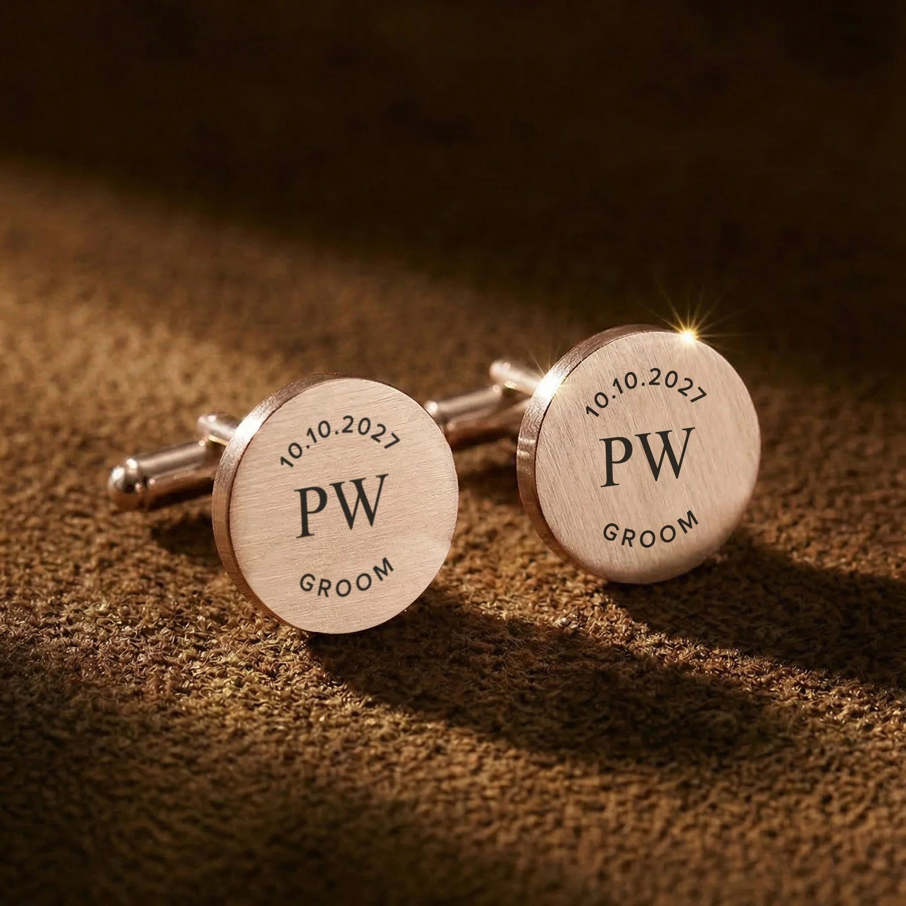 Engravd Round Custom Cuff link set: Design 1 - Image 10
