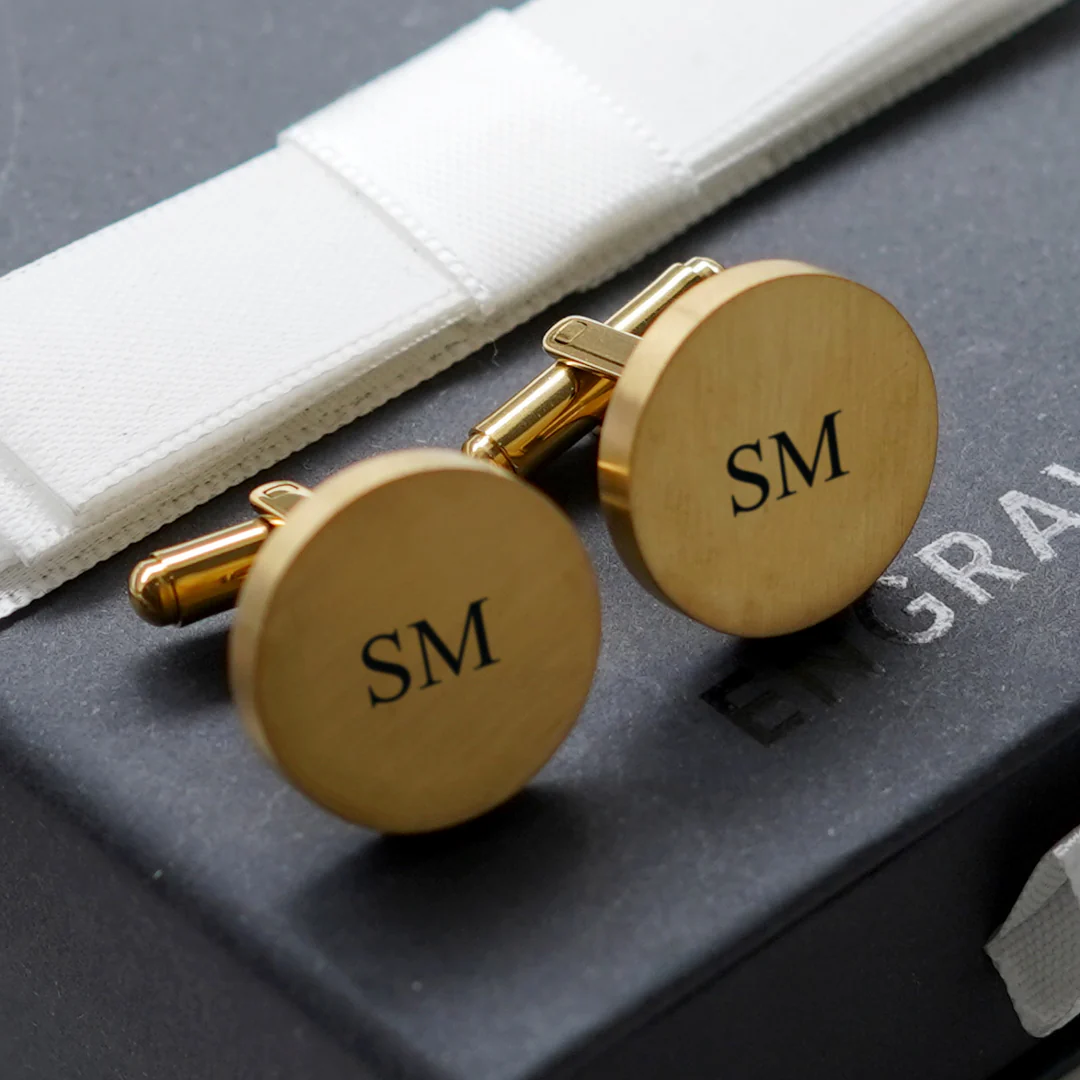 Engravd Round Custom Cuff link set: Design 2 - Image 7