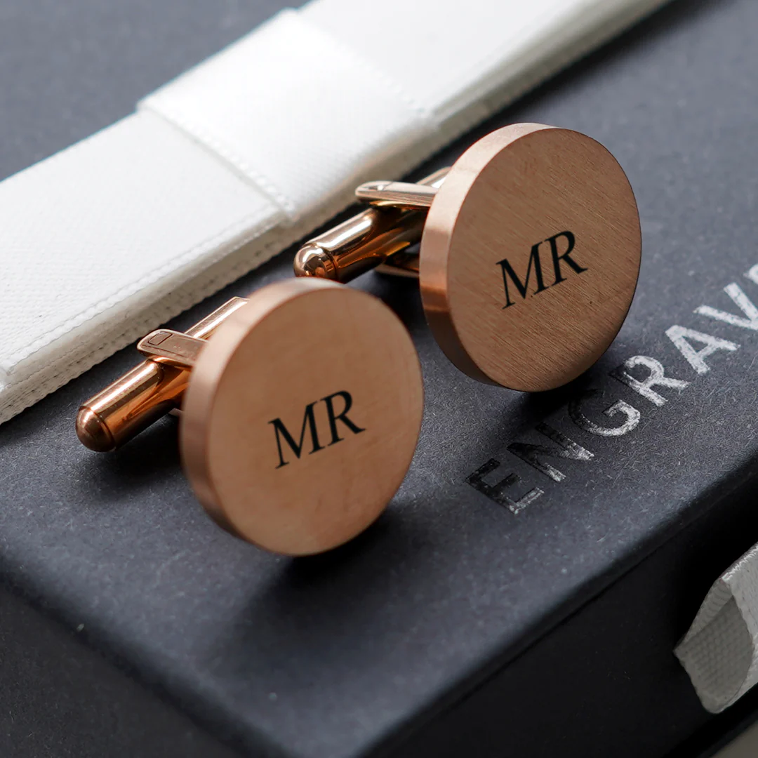 Engravd Round Custom Cuff link set: Design 2 - Image 8