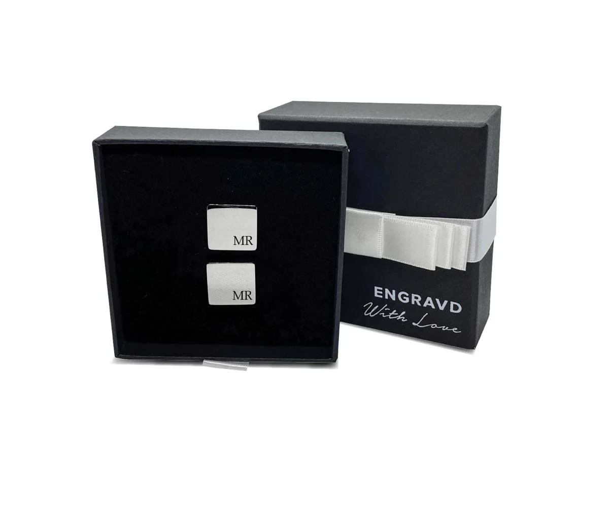 Engravd Square Custom Cuff link set: Design 1 - Image 3