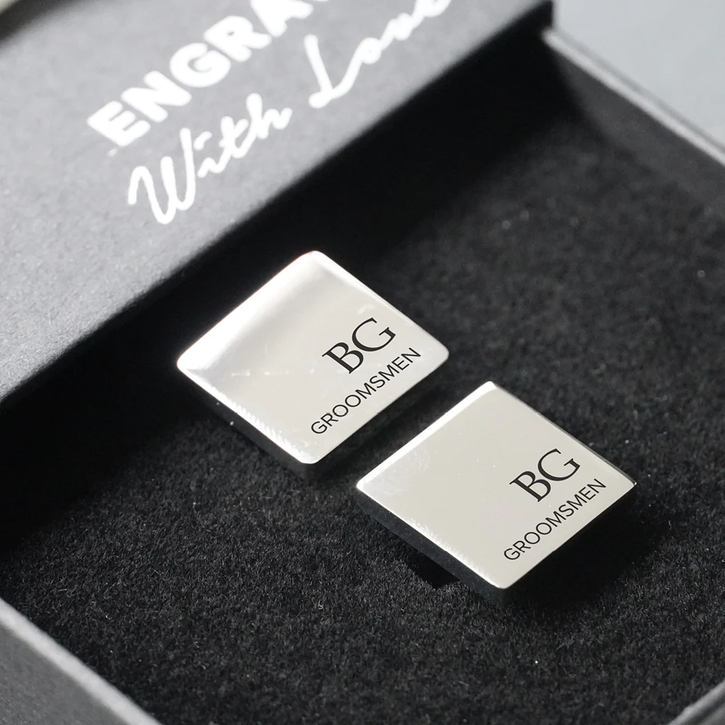 Engravd Square Custom Cuff link set: Design 1 - Image 5