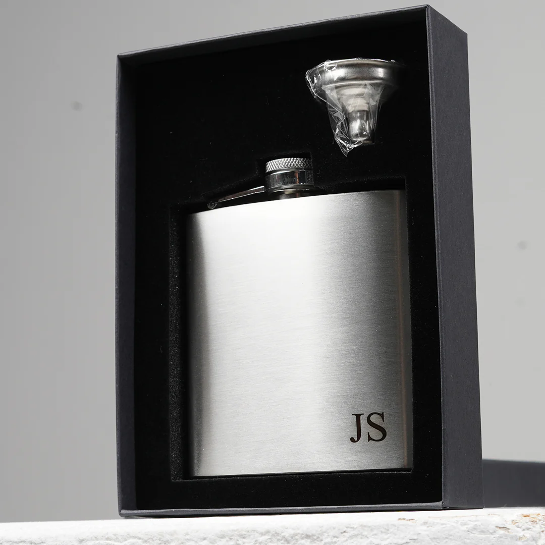 Engravd Stainless Steel Hip Flask - Personalised Initials and Title - Image 6