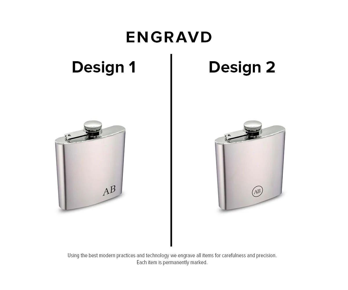 Engravd Stainless Steel Hip Flask - Personalised Initials - Image 3