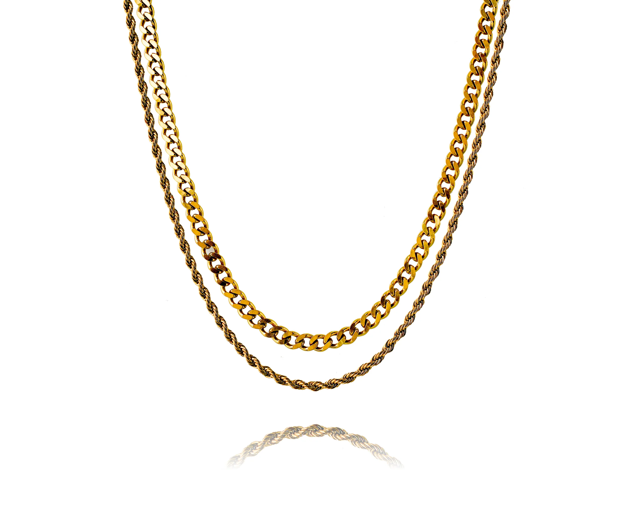 Gold Cuban Link + Rope Chain Stack - Image 5