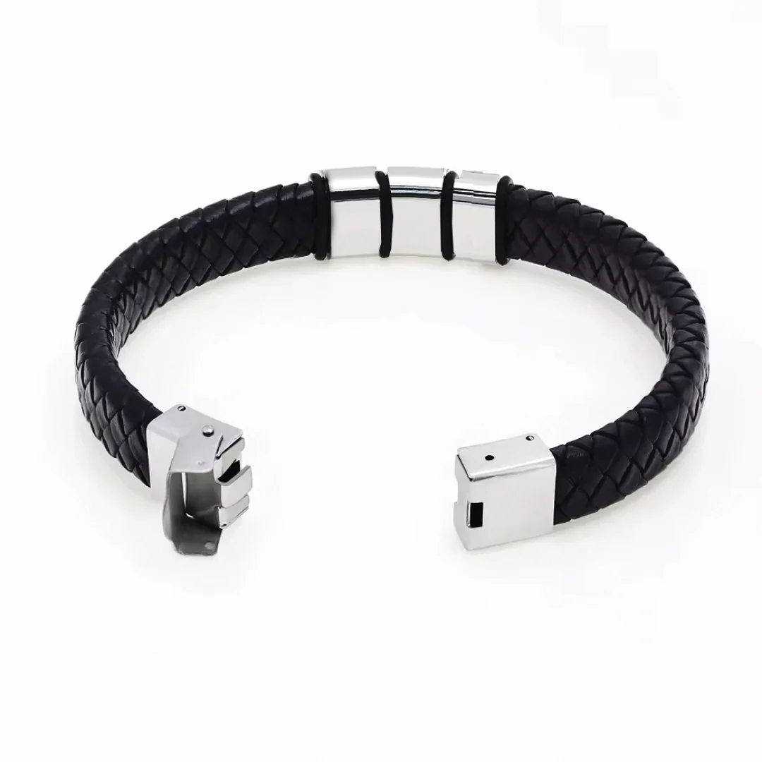 Personalised Black Leather Bracelet - Image 4