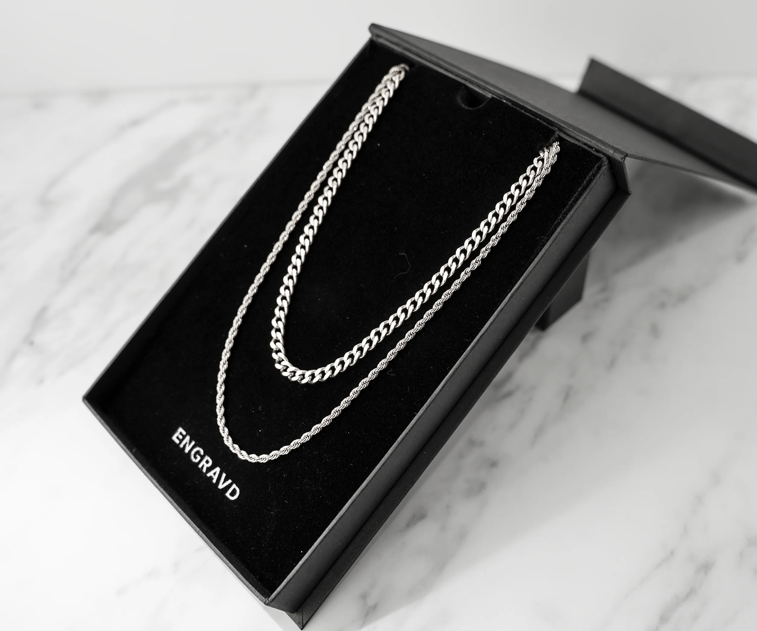 Silver Cuban Link + Rope Chain Stack - Image 8