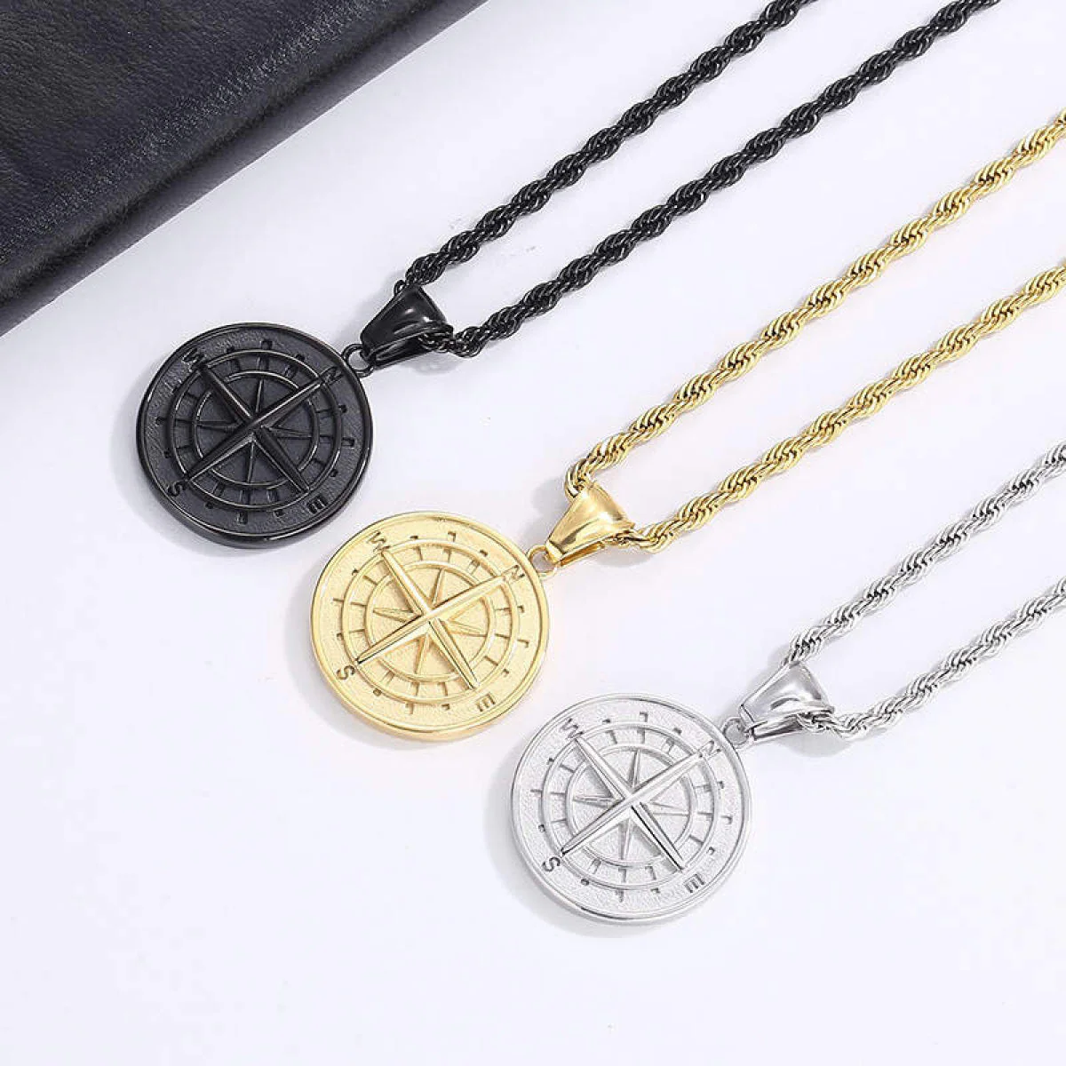 Silver Engravd Compass Necklace - Image 8